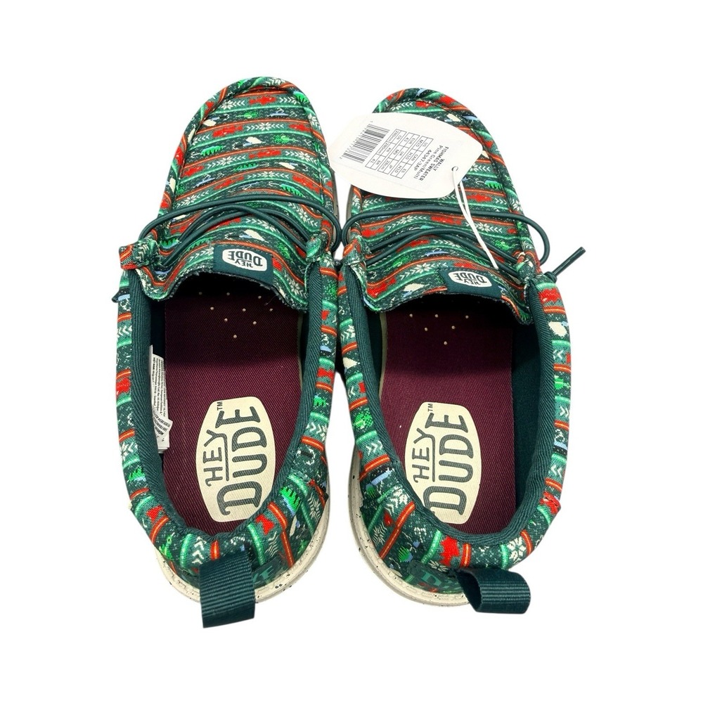 Hey Dude Wally Fishmas Sweater Pine Green Mens 10 Holiday‎ Outdoor Shoes NIB - Picture 7 of 9